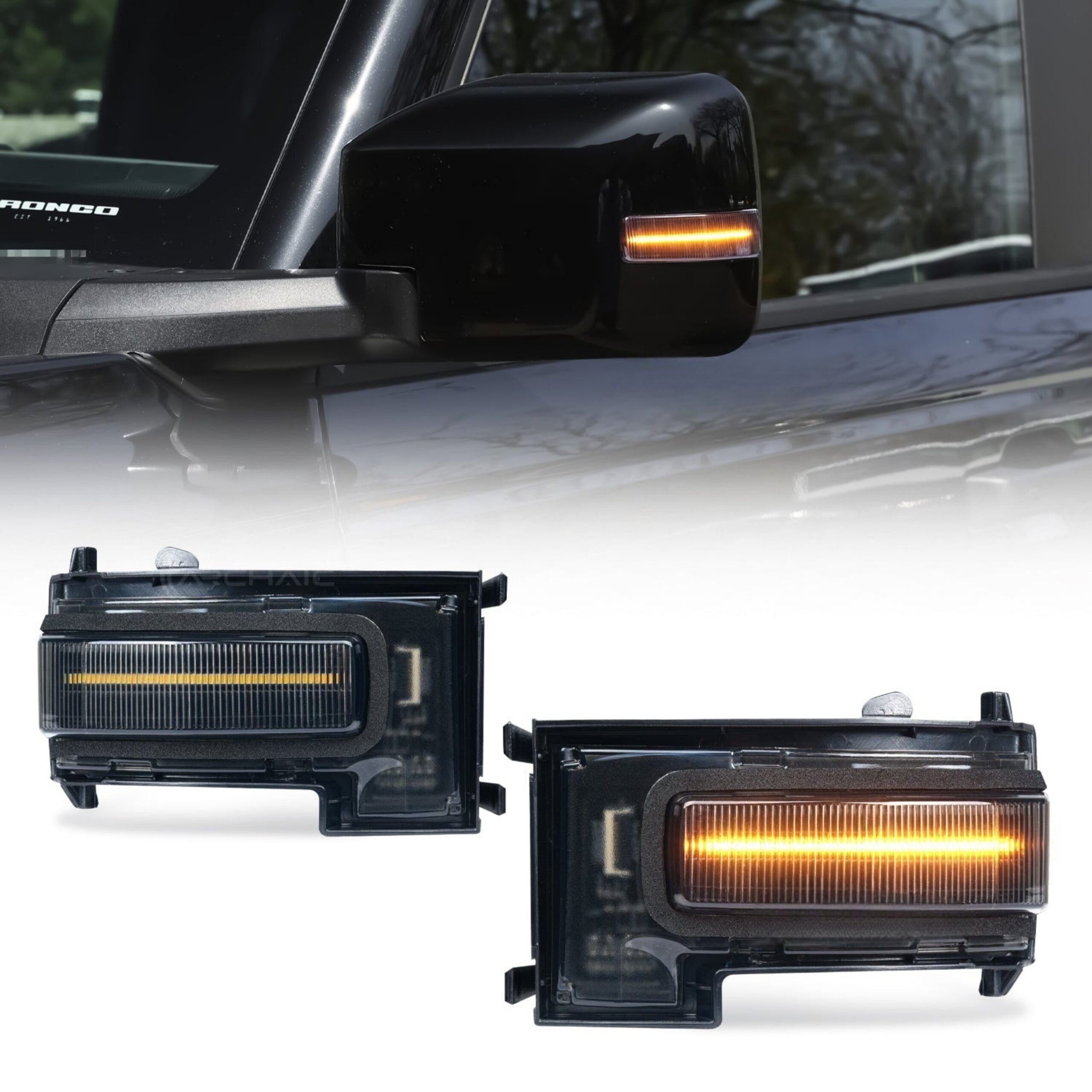 LED Mirror Lights for 2021-2025 Ford Bronco 2/4 Door,Warning Lamp w Animation - Image 2