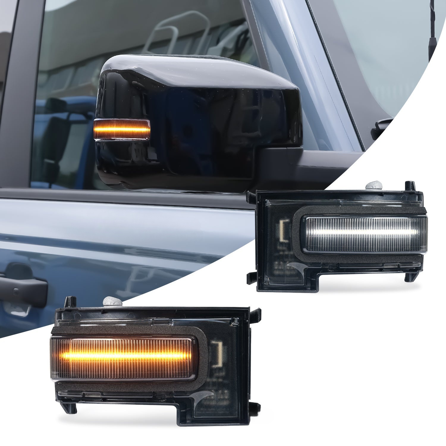 LED Mirror Lights for 2021-2025 Ford Bronco 2/4 Door,Warning Lamp w Animation - Image 3