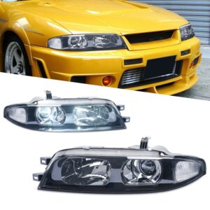 Headlights Compatible for 1th Gen Nissan Skyline R33 GT-R 1995-1998,with LED Bulb, Pair