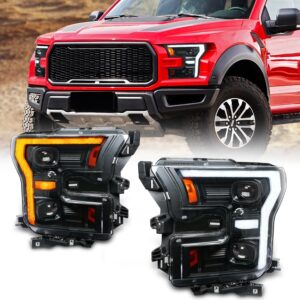 Full LED Headlights Assembly For Ford F-150 Raptor 2015-2020, F DRL Style