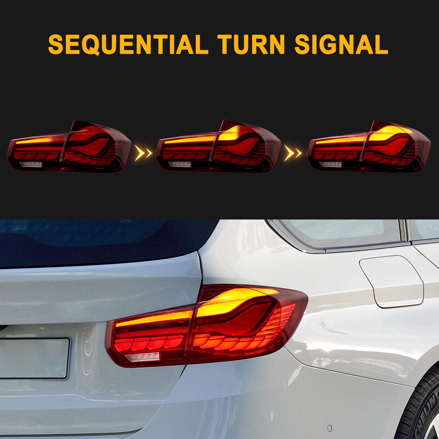 Full LED Tail Lights Assembly For BMW 3 Series F30 F35 2013-2018,Red - Image 4