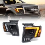 LED Headlights with Dual Lenses for 2009-2014 Ford F-150 FX2, FX4, King Ranch, Lariat, Limited, Platinum, STX, SVT Raptor, XL, XLT, Lariat Limited