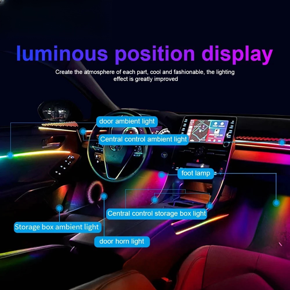 22 in 1 Symphony Led Atmosphere Lights Car Rgb Acrylic Strips Interior Ambient Light for Cars - Image 7